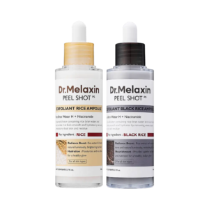 peel shot glow rice ampoule duo serums for brightening, exfoliating, and moisturizing suitable for all skin types peeling