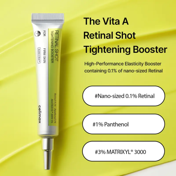 the vita a retinal shot tightening booster | with retinal, matryxyl, pore minimizer, wrinkles & fine lines, firmer skin, 15ml, retinol skincare