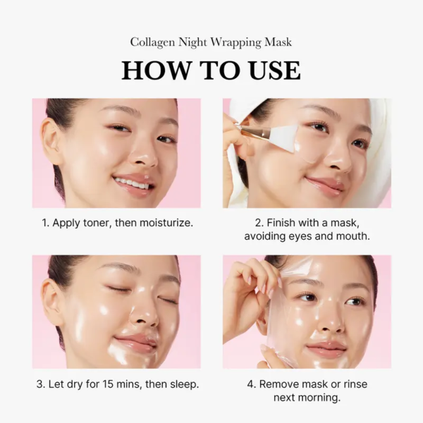 collagen night wrapping mask : sleep, shed, and glow! skincare skin repair comfort pink