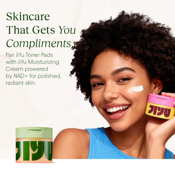 jiyu korean skincare glow up bundle toner pads & nad+ anti aging moisturizing cream maximum hydration, eliminate dark spots, reduce wrinkles