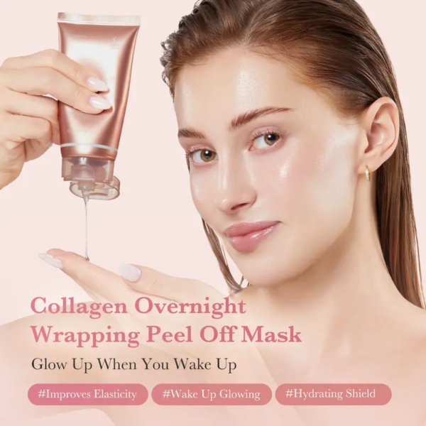 collagen night wrapping mask : sleep, shed, and glow! skincare skin repair comfort pink