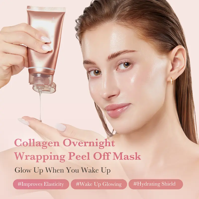 collagen night wrapping mask : sleep, shed, and glow! skincare skin repair comfort pink