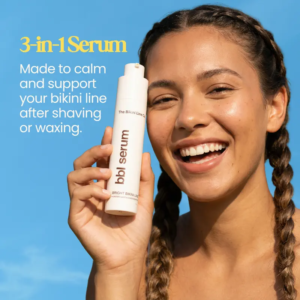 BBL Serum - 3-in-1 Bikini Line Serum - Designed for ingrown hairs, dark spots, razor bumps, and irritation. Salicylic acid, kojic acid, niacinamide, and aloe vera work together to smooth, brighten, and calm skin after shaving or waxing.
