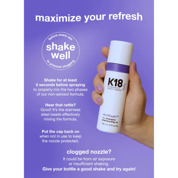 AirWash dry shampoo 4oz - revolutionary dry shampoo reduces oil + odor—weightlessly.